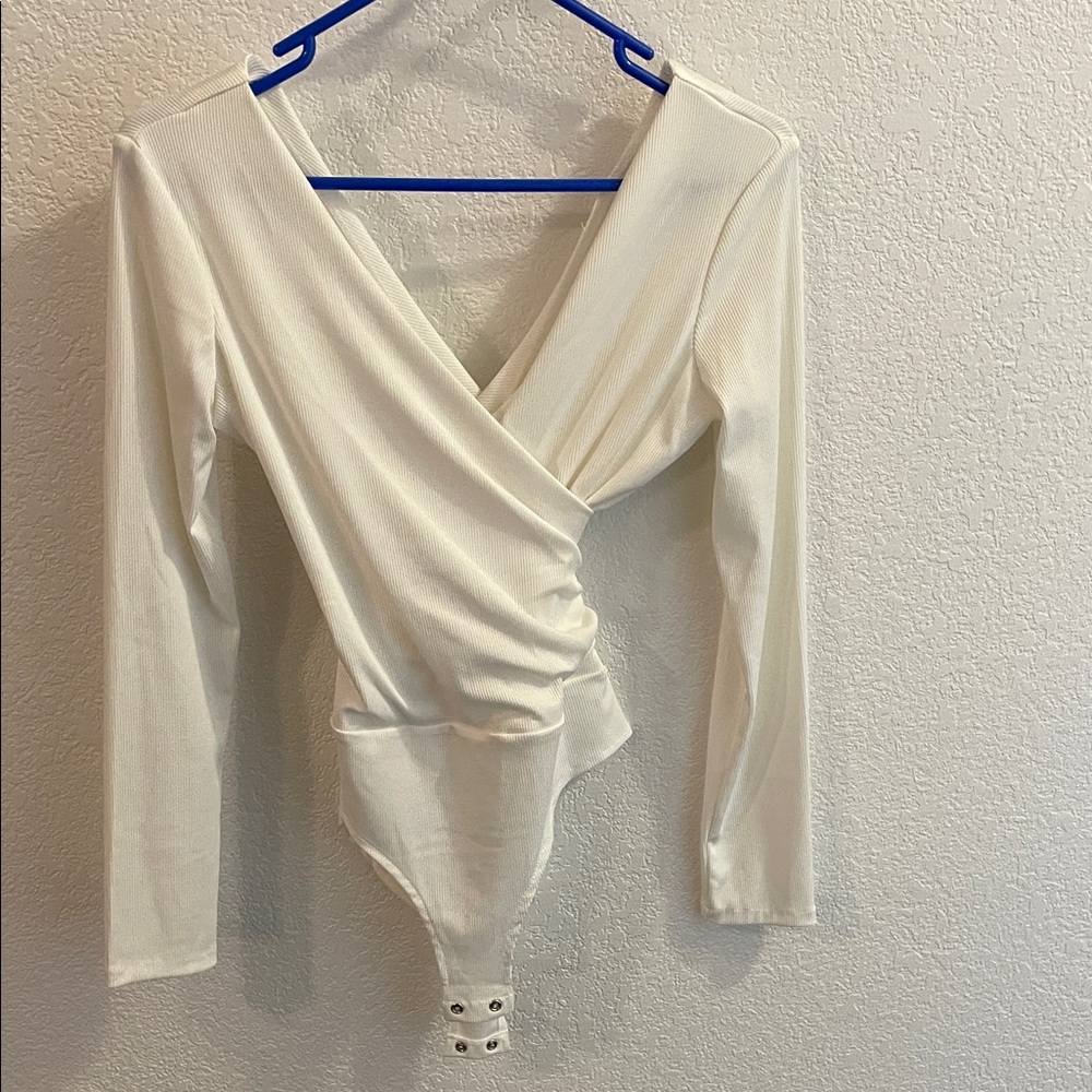 Source Unknown Cream Wrap Bodysuit